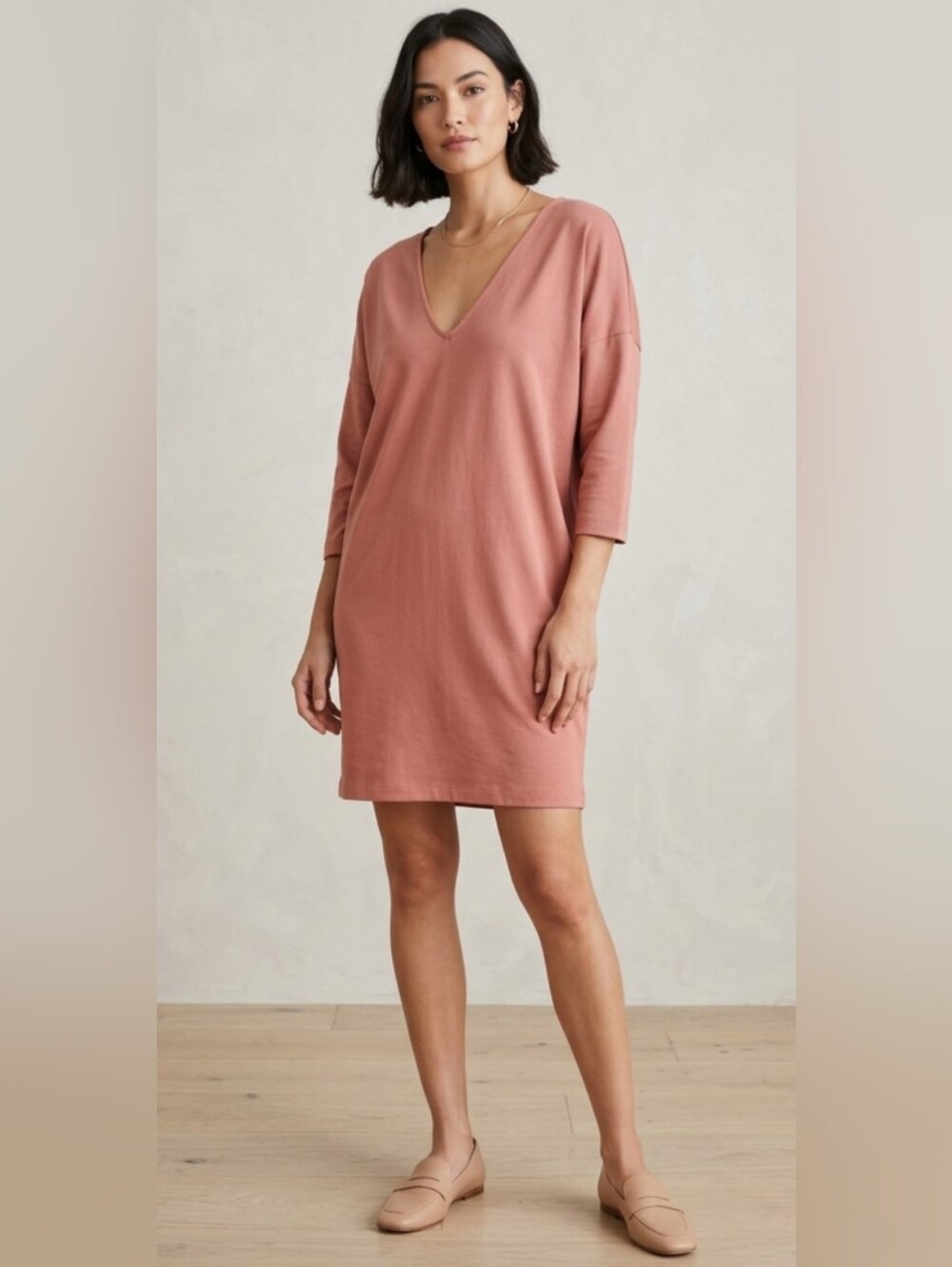 5 For $25✨️ MByM Womens Extra Small V-Neck Shift Dress Dusty Rose XS Midi Dress